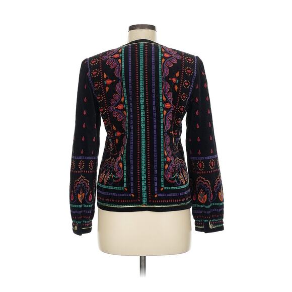 Vtg Saxton Hall Velvet Quilted Jacket Black Printed Funky Colorful 8 - Picture 2 of 4